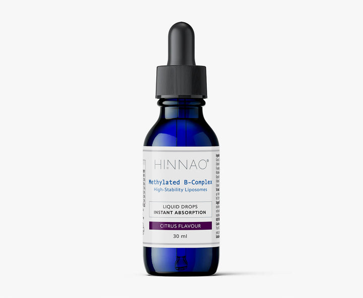 Blue bottle with dropper labeled 'HINNAO' on a white background
