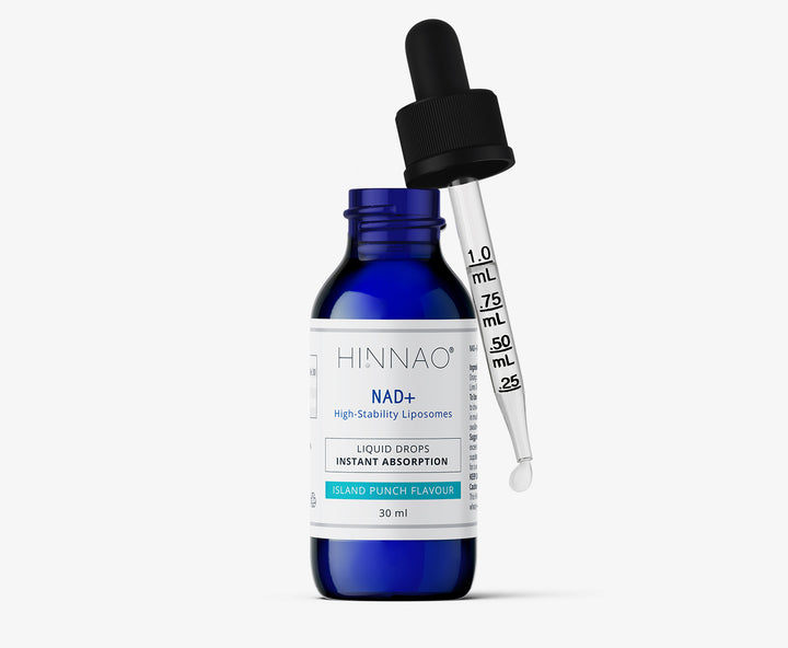 HINNAO NAD+ supplement bottle with dropper for easy application