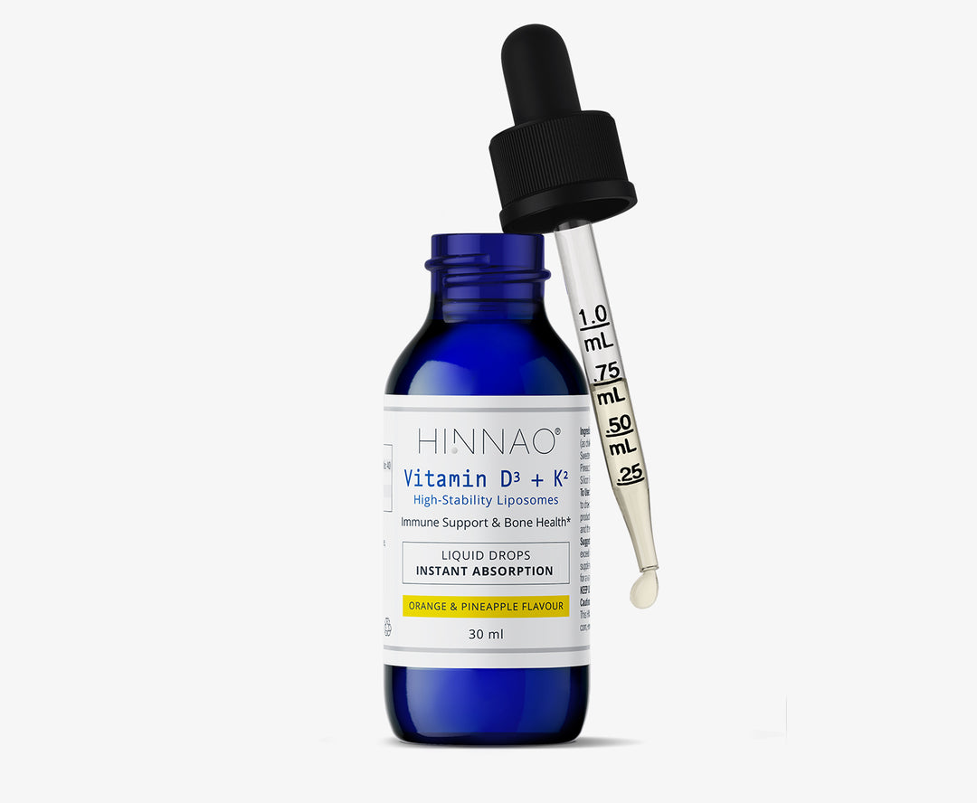 Blue bottle with dropper labeled 'HINNAO' on a white background