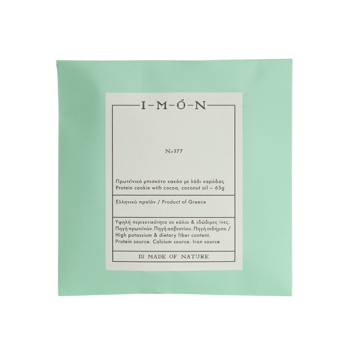 Product packaging with 'I-M-O-N' branding on a light green background