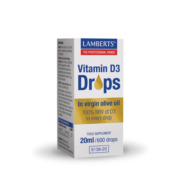 Box of Lamberts Vitamin D3 Drops on a white background