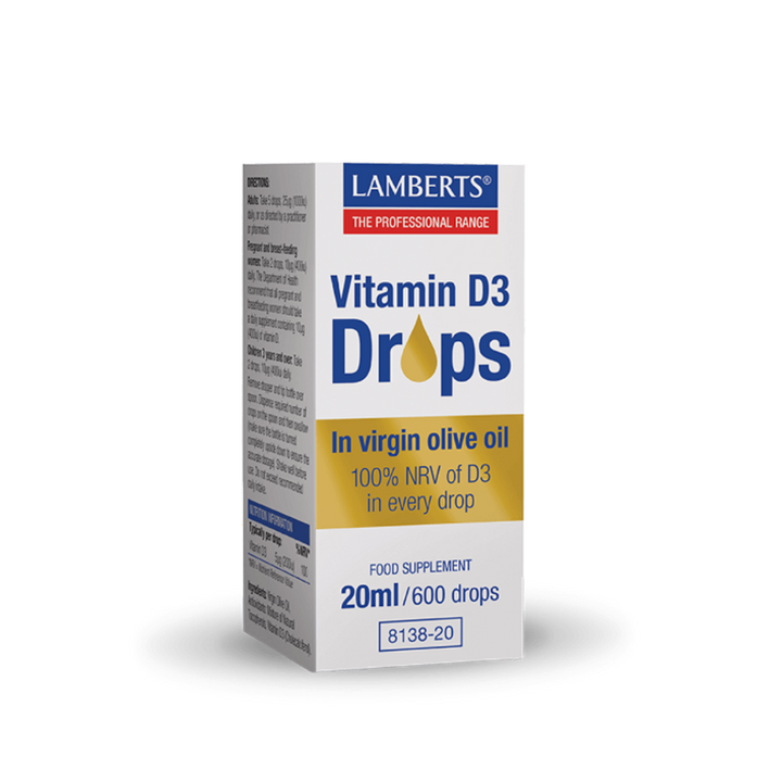 Box of Lamberts Vitamin D3 Drops on a transparent  background