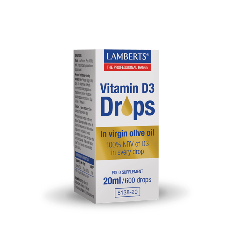 Box of Lamberts Vitamin D3 Drops on a transparent  background