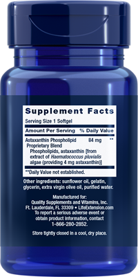 A blue plastic bottle of dietary supplements with a black cap, showing the Supplement Facts label. The label lists Actinidin Phospholipid 84 mg and Proprietary Blend ingredients, manufactured by Quality Supplements and Pharmacies, Inc.
