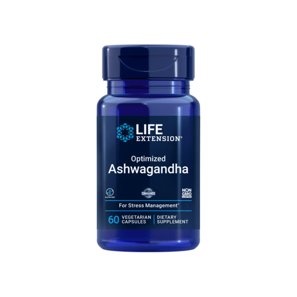 Life Extension Optimized Ashwagandha Extract (Sensoril®), 60 vegetarian capsules – front label