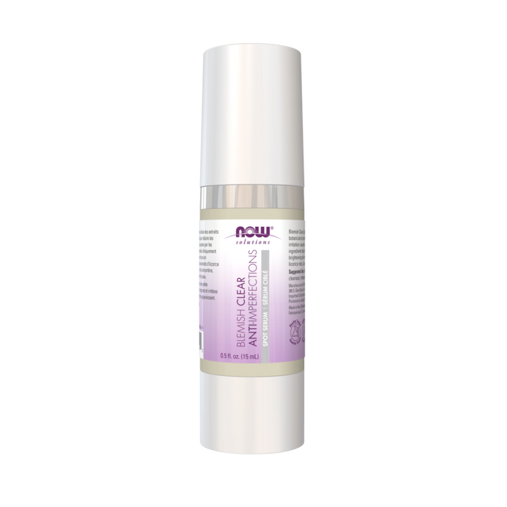 A bottle of Now Dermatology Blemish Clear Anti-Redaction Cream on a solid white background.