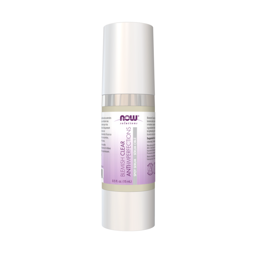 A bottle of Now Dermatology Blemish Clear Anti-Redaction Cream on a solid white background.