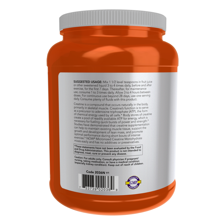 Orange supplement container with white label on a white background