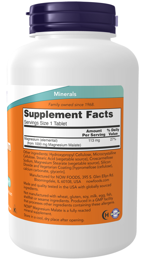 NOW Foods Μηλικό Μαγνήσιο 1000 mg – 180 δισκία.
