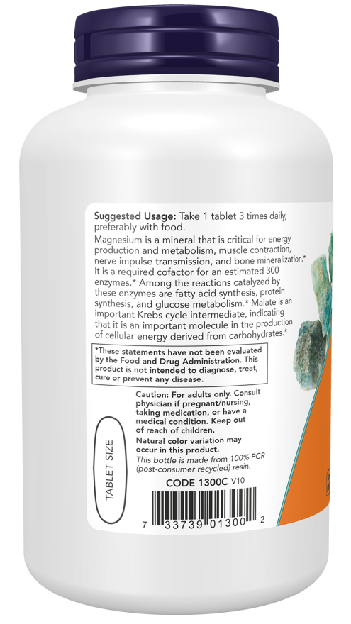 NOW Foods Μηλικό Μαγνήσιο 1000 mg – 180 δισκία.