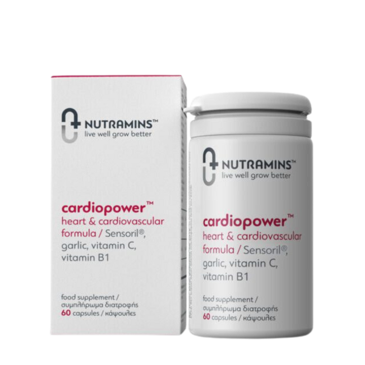 Nutramins Cardiopower Packaging of Supplement on a transparent background