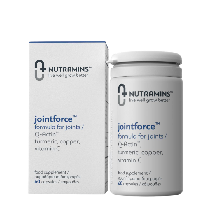 Nutramins jointforce supplement container and packaging on a transparent background