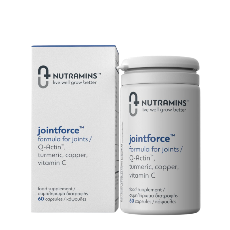 Nutramins jointforce supplement container and packaging on a transparent background