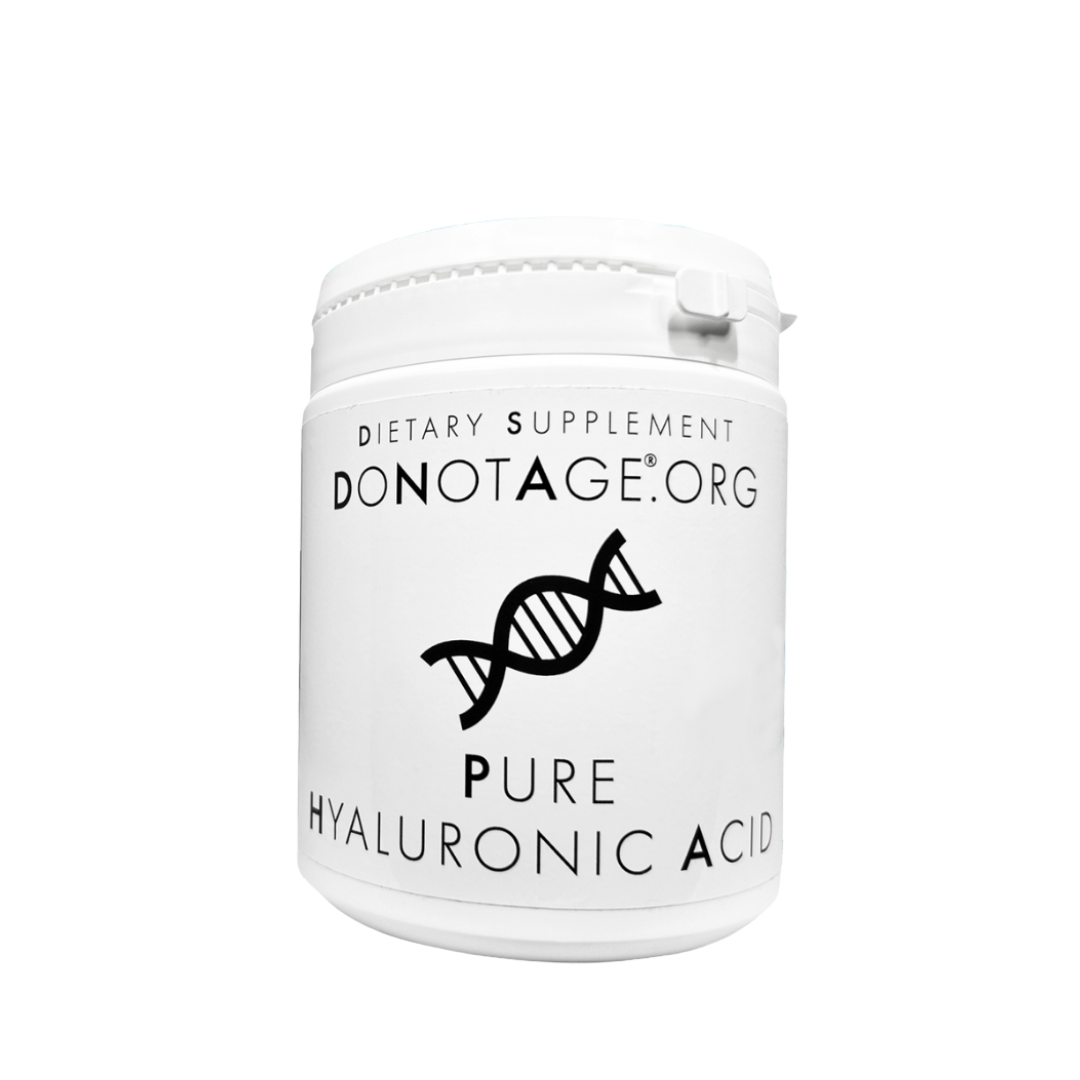 Pure Hyaluronic Acid by DoNotAge – vegan supplement for skin hydration, joint health, and cellular repair
