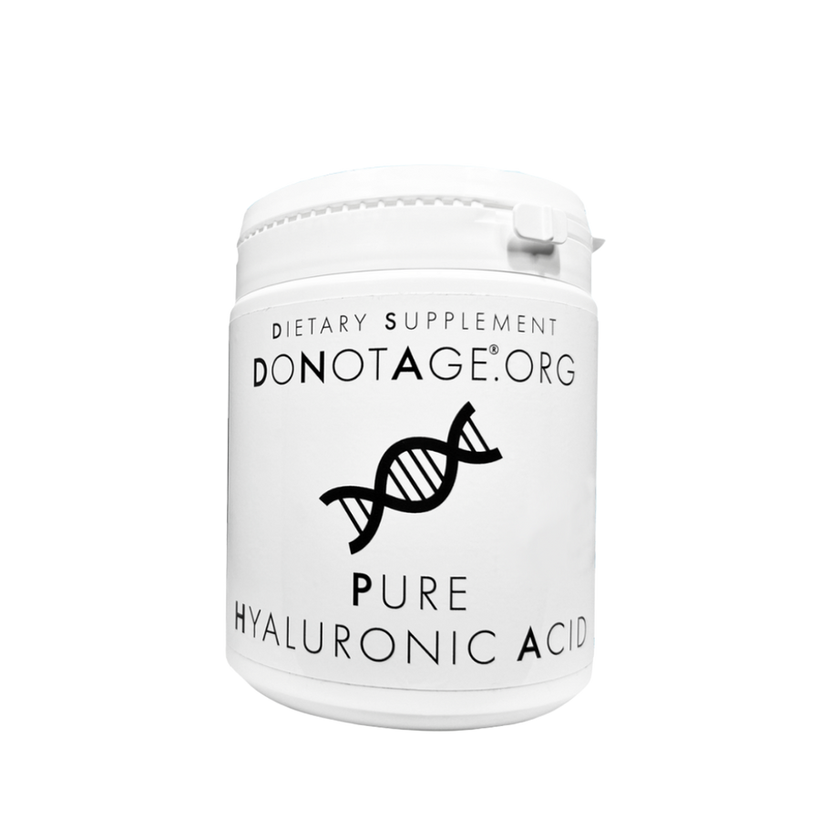 Pure Hyaluronic Acid by DoNotAge – vegan supplement for skin hydration, joint health, and cellular repair
