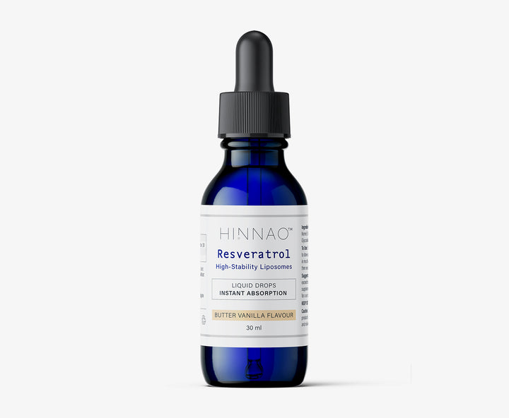 Blue bottle labeled 'Hinnao' on a white background