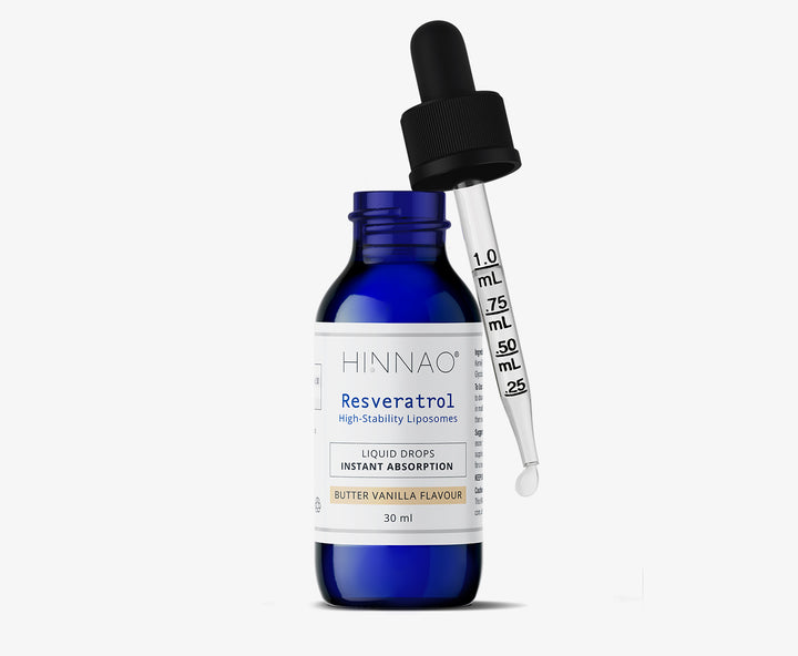 Blue bottle with dropper labeled 'HINNAO' on a white background
