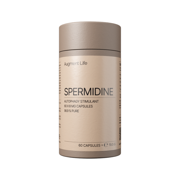 Front view of Spermidine 8 mg capsules – 60 capsules for cellular renewal and longevity support