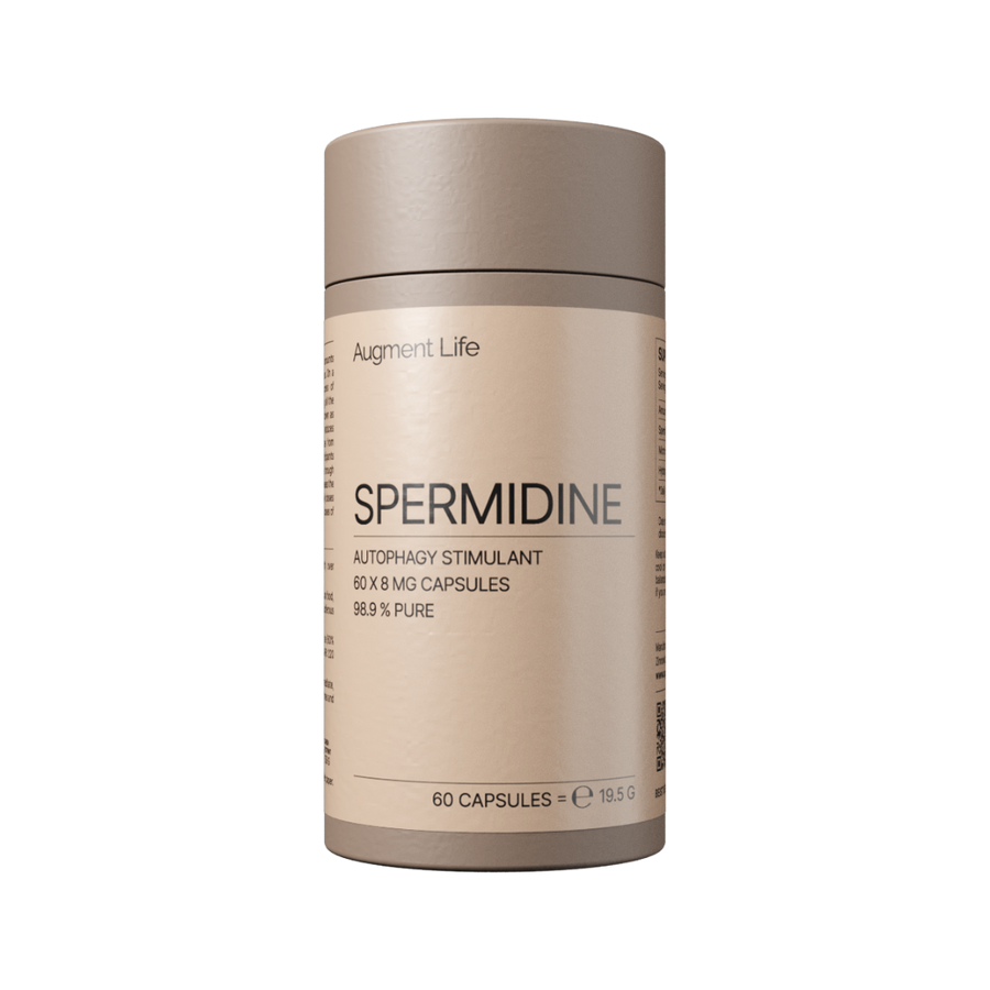 Front view of Spermidine 8 mg capsules – 60 capsules for cellular renewal and longevity support