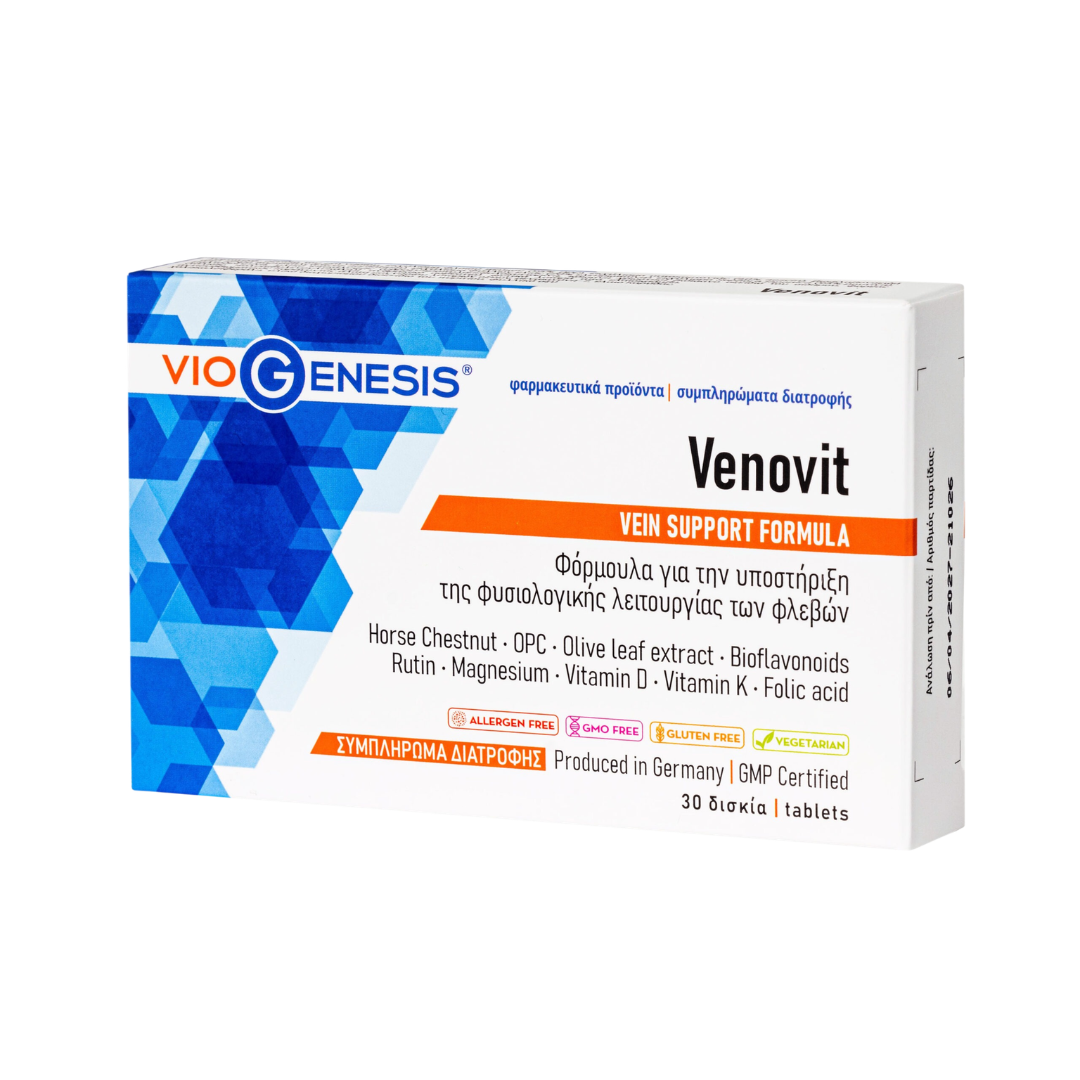 Vio Genesis Venovit vein support formula packaging on a white background