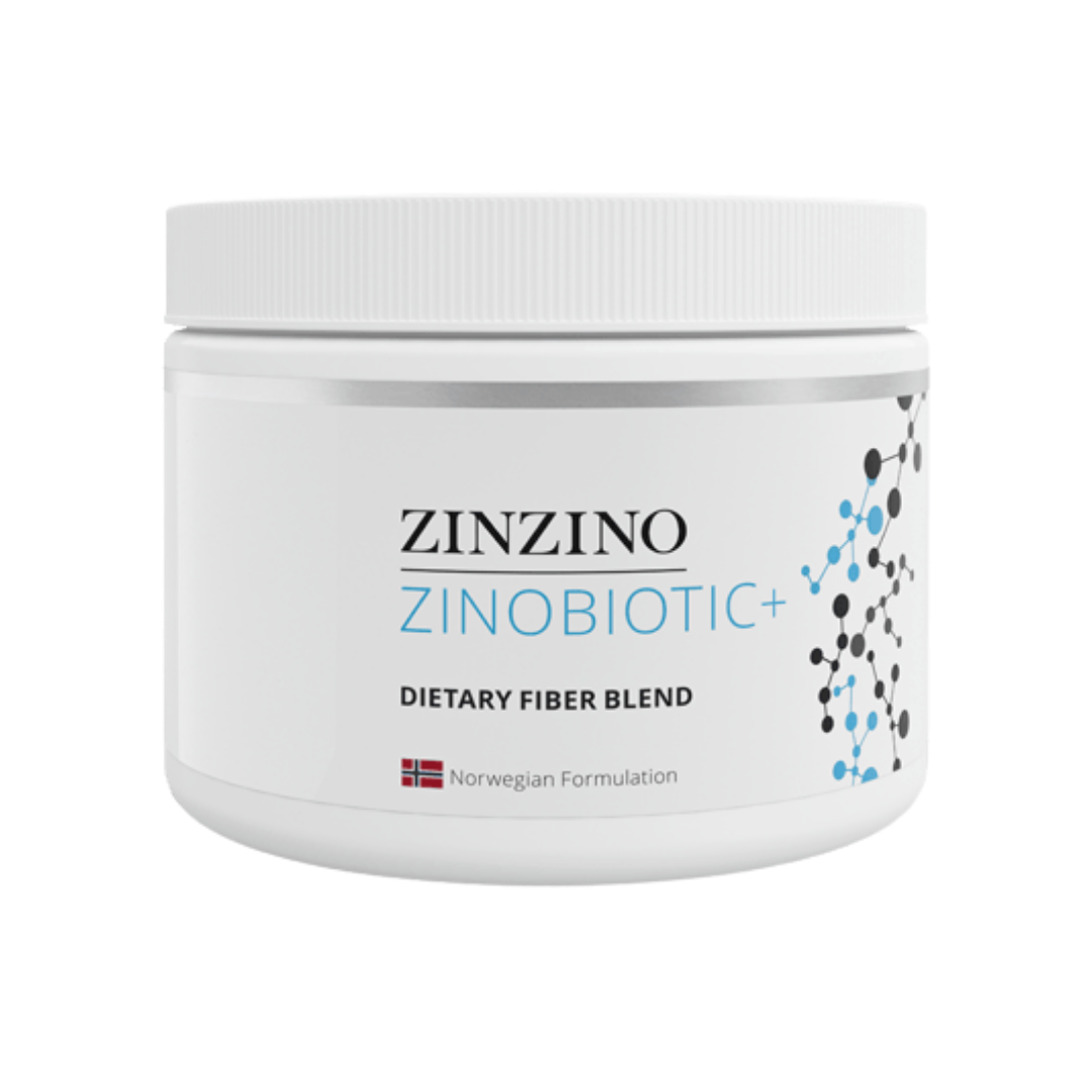 Zinzino ZinoBiotic+ 180g powder container – prebiotic blend of 8 dietary fibers, vegan and gluten-free
